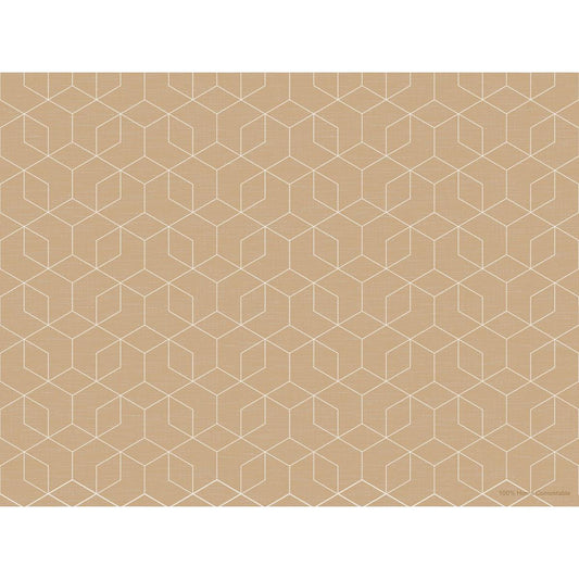 Die Papier-Tischsets 30x40 cm Woven ecoecho von Duni GmbH zeigen ein symmetrisches, geometrisches Muster weißer Linien auf hellbraunem Hintergrund - umweltfreundlich, stilvoll und im Pack zu 250 Stück erhältlich.