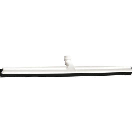 Das Haug Bürsten KG GELENK-WASSERSCHIEBER,SCHWARZ WECHSELPROFIL 700x53x25mm ist mit einem flachen schwarzen Gummiblatt und einem Gewindeanschluss für die Befestigung des Griffs auf einem schlichten weißen Hintergrund abgebildet.