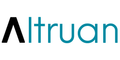 Altruan Logo mit stilisiertem schwarzen „A“ und blaugrünen Buchstaben, Schriftzug auf weißem Hintergrund dargestellt