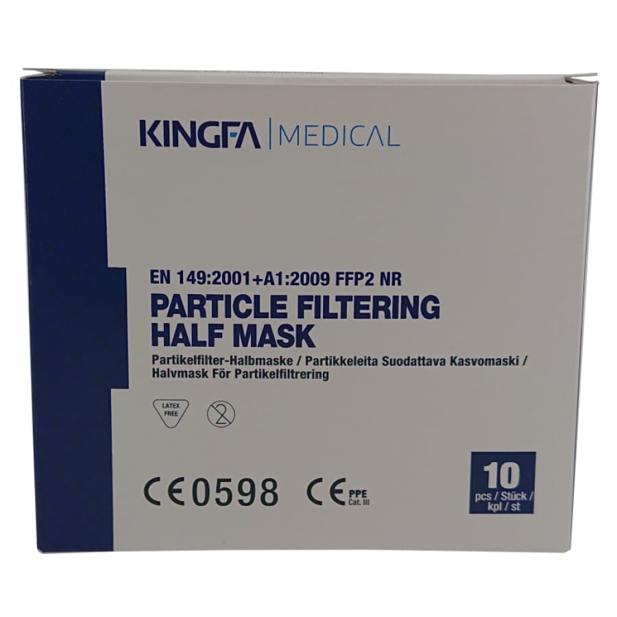 Αναπνευστική μάσκα FFP2, λευκή, 10 τεμάχια. / Κουτί χωρίς βαλβίδα, θηλιές αυτιού | Κουτί (10 τεμάχια)