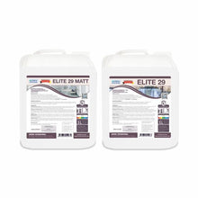 Δύο λευκά δοχεία 5 λίτρων με την επιγραφή "Arcora Elite 29" προσφέρουν μια ανθεκτική σε απολυμαντικά και αλκοόλ επίστρωση δαπέδου, ιδανική για χρήση σε εσωτερικούς χώρους της Arcora International GmbH.