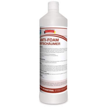 Το Arcora Anti-Schaum Entschäumer (1 l) από την Arcora International GmbH έρχεται σε ένα λευκό πλαστικό μπουκάλι με κόκκινη-λευκή ετικέτα, πολυγλωσσικές οδηγίες και βιδωτό καπάκι - ιδανικό για βιομηχανικές διαδικασίες καθαρισμού.