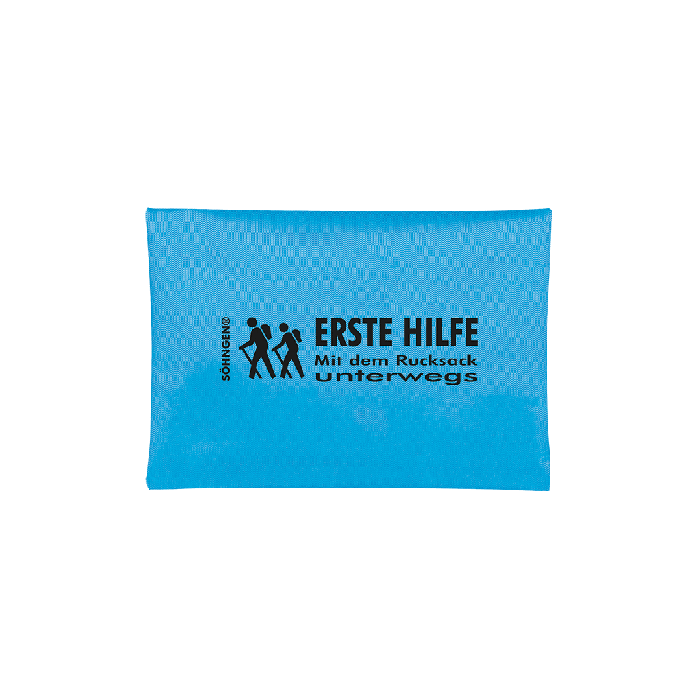 Erste Hilfe Mit dem Rucksack unterwegs blau