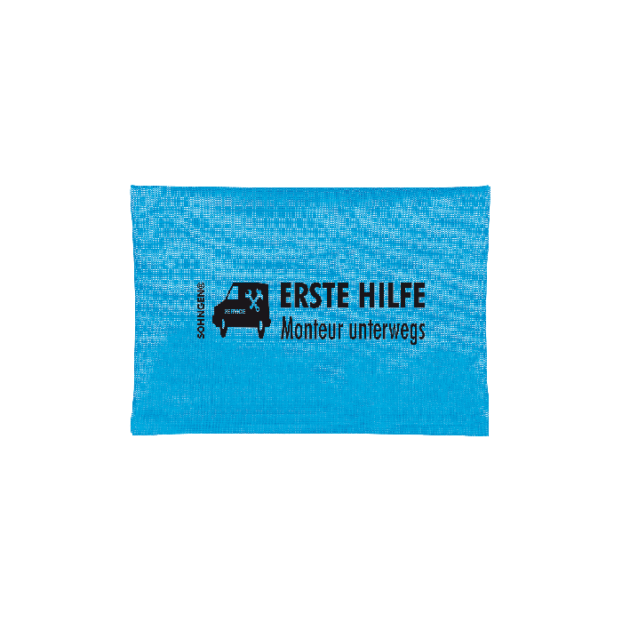 Erste Hilfe Monteur unterwegs blau