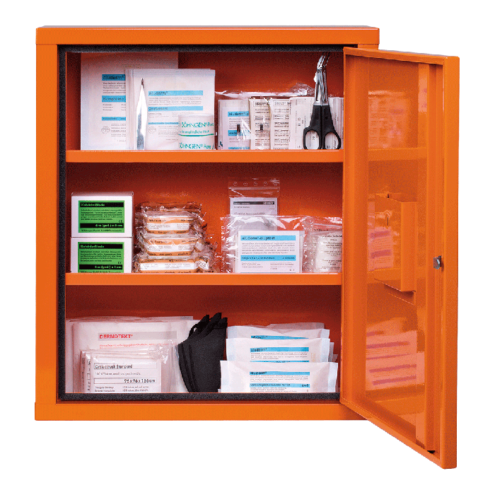 Verbandschrank EUROSAFE orange mit Füllung nach ÖNORM Z 1020 2