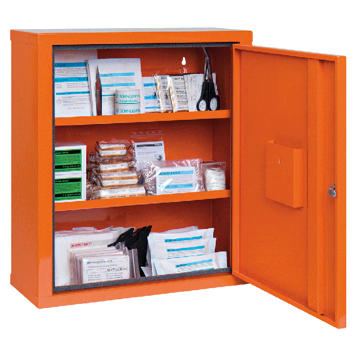 Verbandschrank EUROSAFE orange mit Füllung nach ÖNORM Z 1020 2