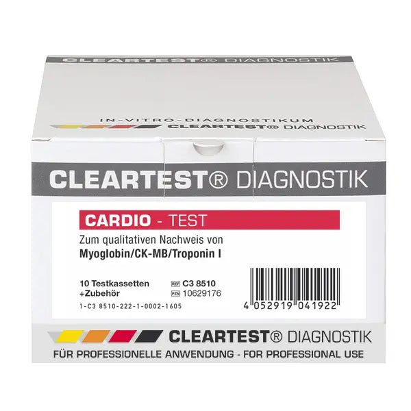 Cleartest Cardio, Πακέτο: 5 δοκιμαστικές κασέτες Myoglobin/CK-MB/Trop I | Πακέτο (5 τεστ)