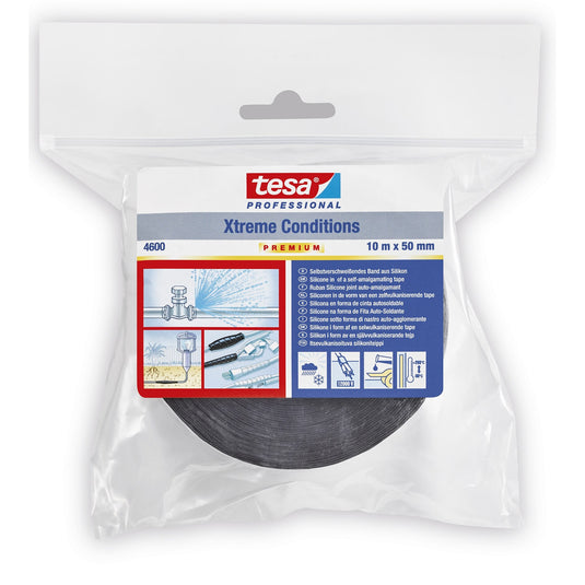 tesa 4600PRO Xtreme Conditions HD ταινία σιλικόνης, μαύρη 10 m x 50 mm
