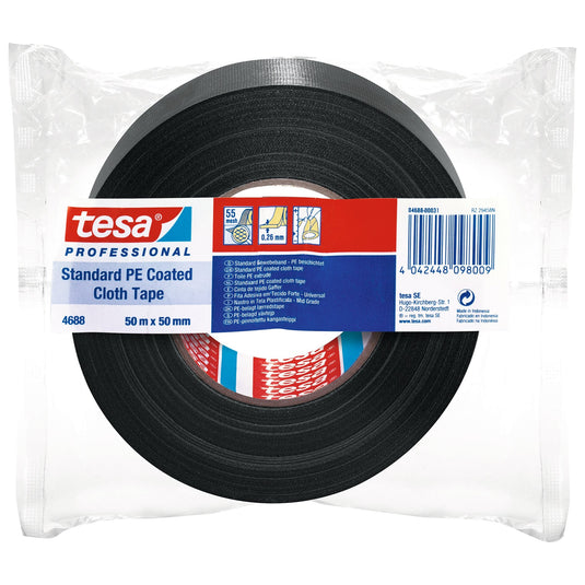 tesa Professional 4688 PE ταινία επισκευής, μαύρη, 50 m x 50 mm