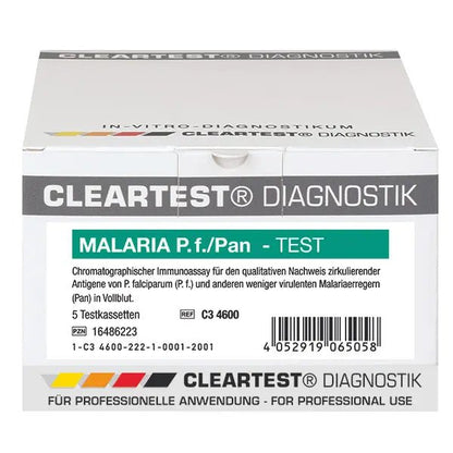 Cleartest Malaria P.f./Pan Pack: 5 δοκιμαστικές κασέτες | Πακέτο (5 τεστ)