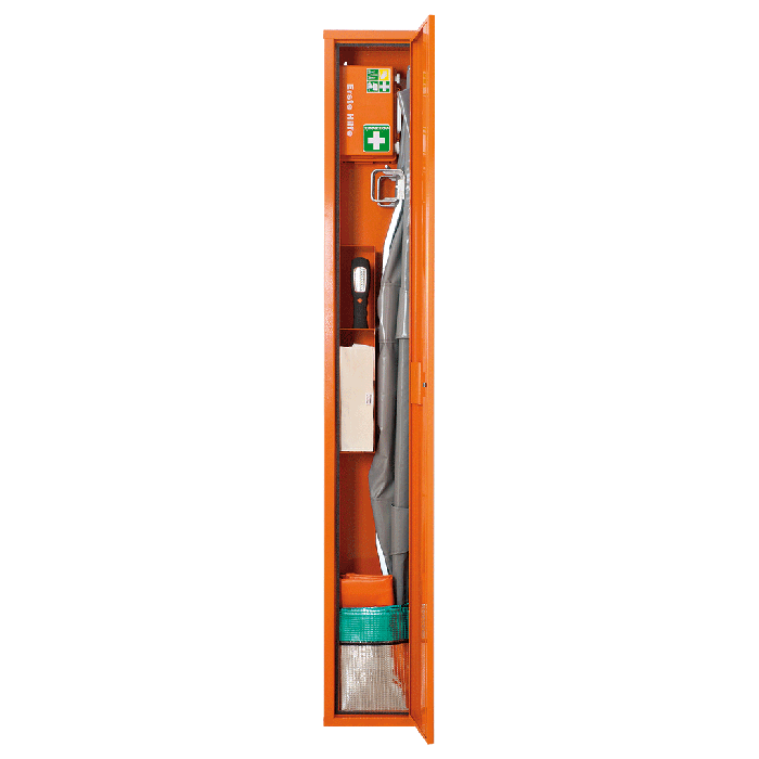 Stehschrank Erste-Hilfe-Trage orange