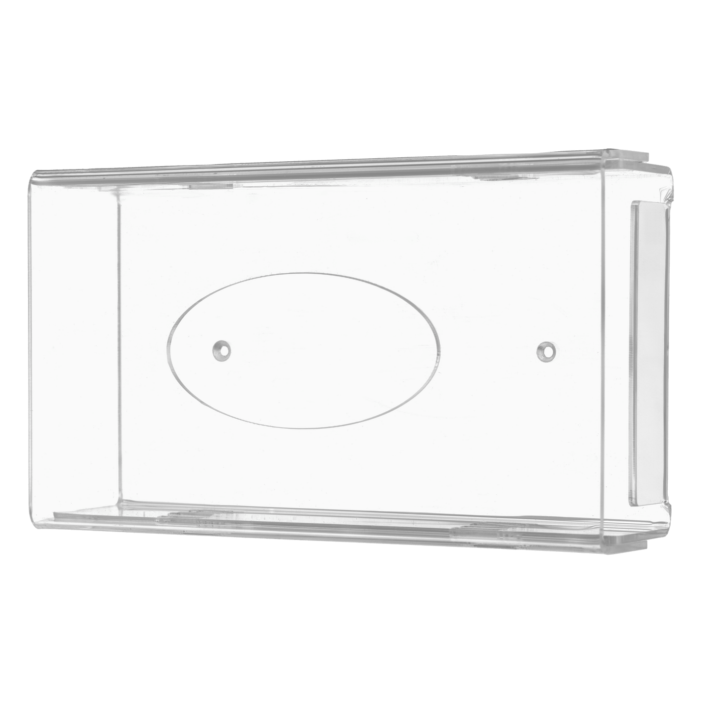 Η θήκη διανομής γαντιών μιας χρήσης AMPri είναι μια διαφανής, γαλακτώδης ακρυλική θήκη διανομής (250 x 135 x 55-90 mm) με στρογγυλεμένες άκρες, επίπεδο πάτο, κεντρική οβάλ εσοχή και τρύπες στερέωσης για εύκολη τοποθέτηση στον τοίχο.