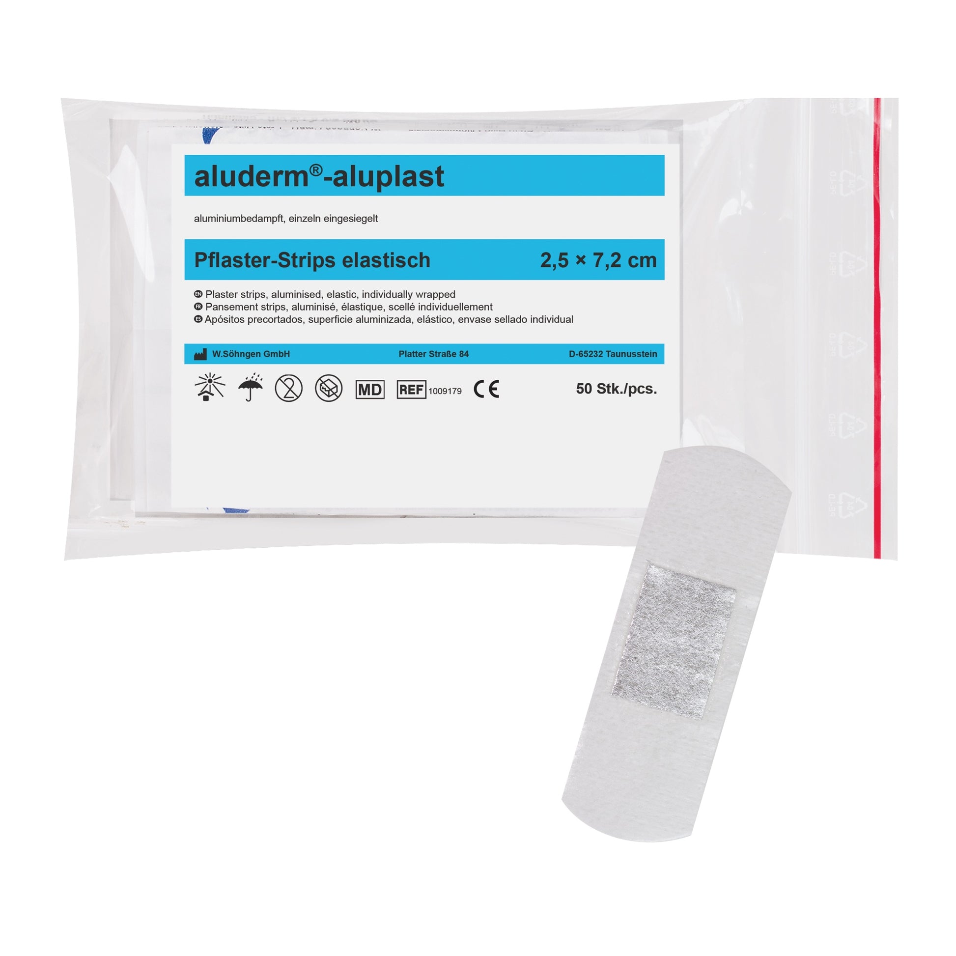 aluderm®-aluplast elastisch Strips 2,5 x 7,2 cm 50 Stück