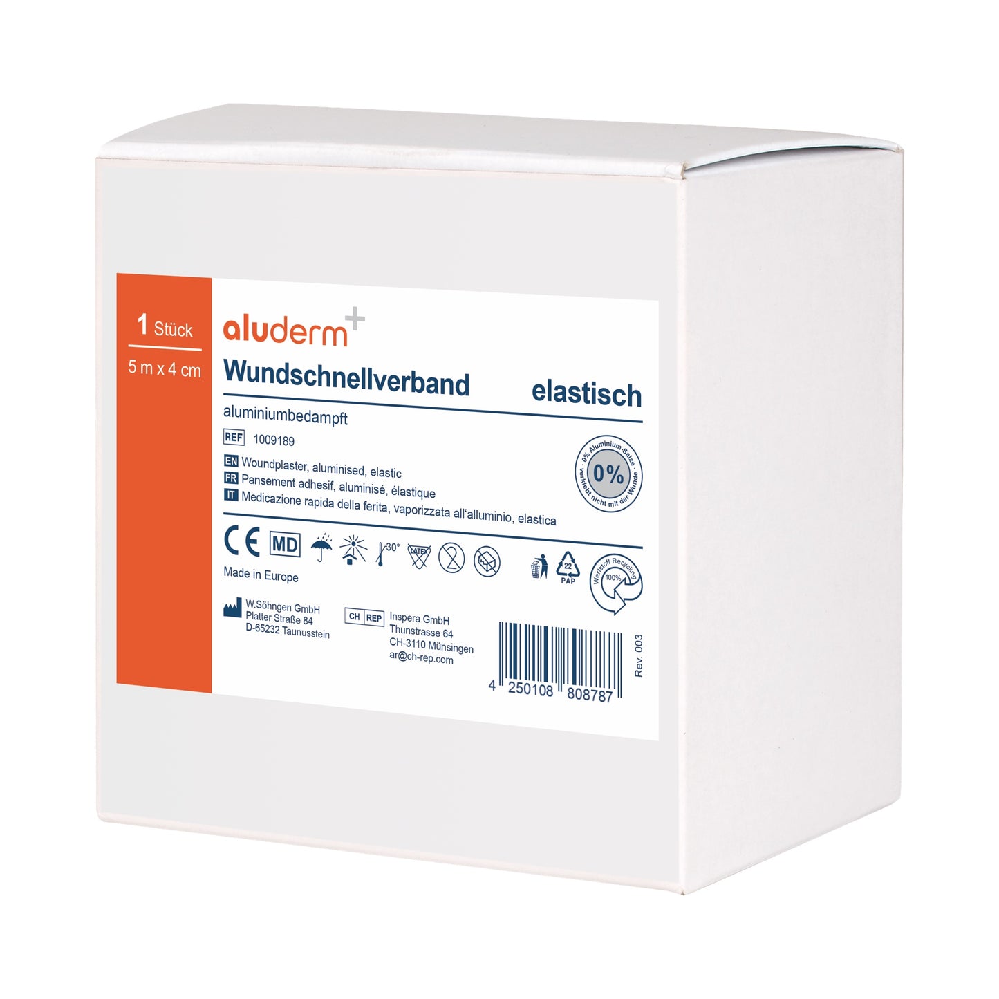 aluderm®-aluplast elastisch - gerollt 5 m x 4 cm