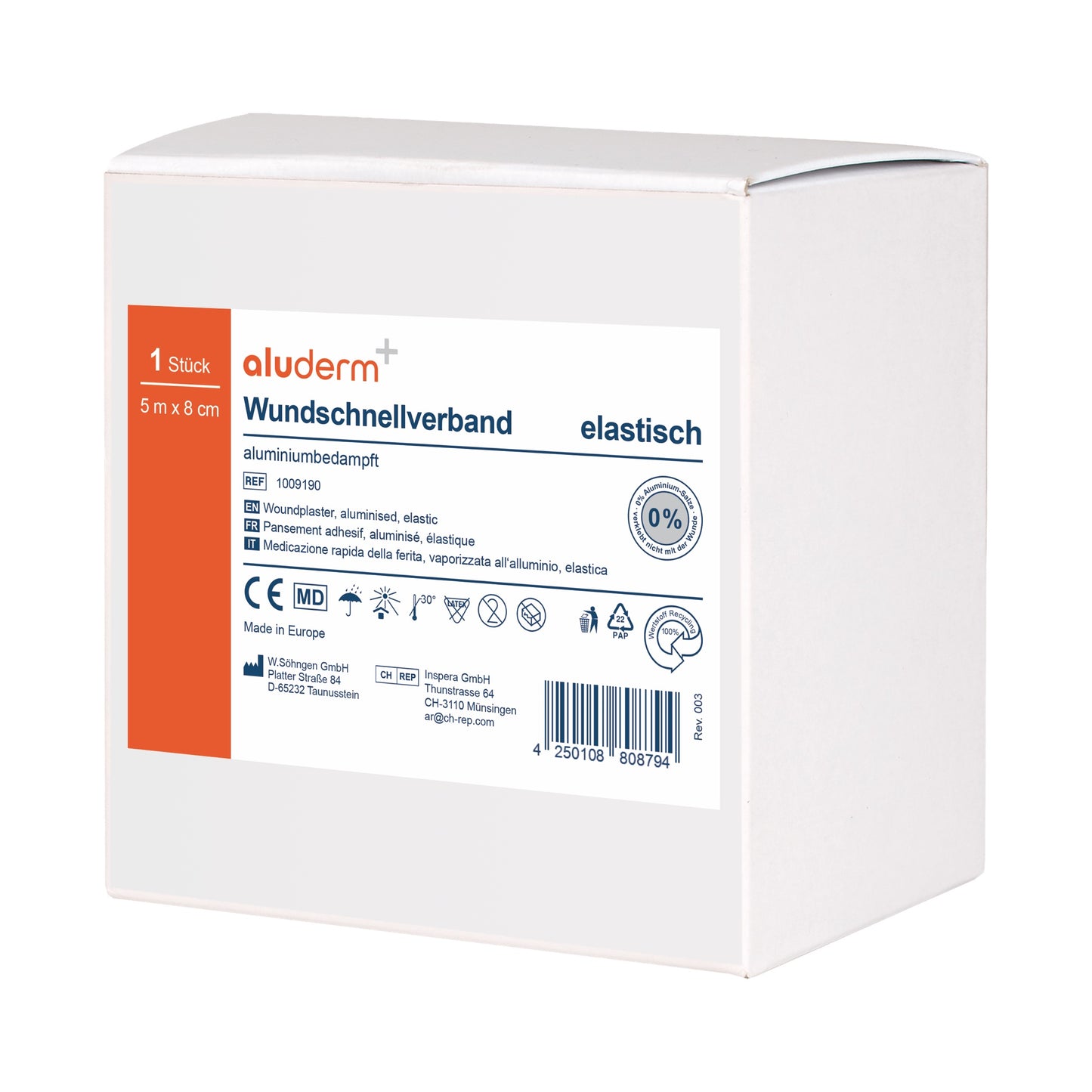 aluderm®-aluplast elastisch - gerollt 5 m x 8 cm