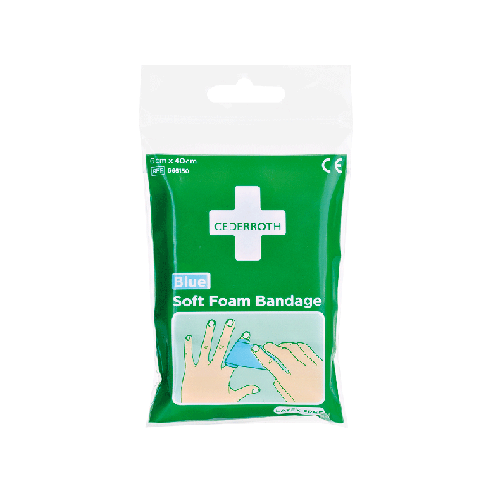 Cederroth Soft Foam Bandage Blue 40 cm Abschnitte, 6 cm breit, Refill 666150
