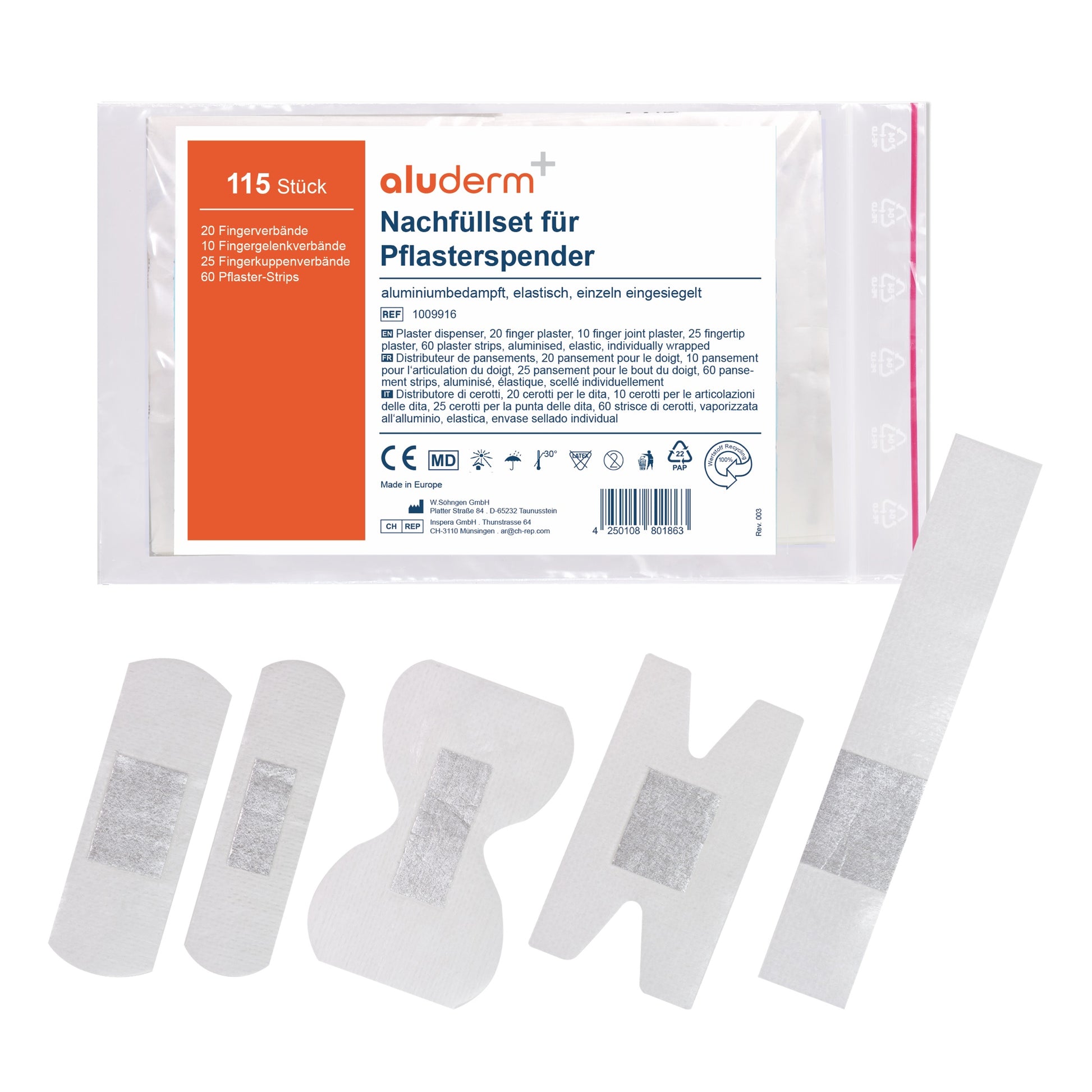 Nachfüllset für Pflasterspender aluderm®-aluplast