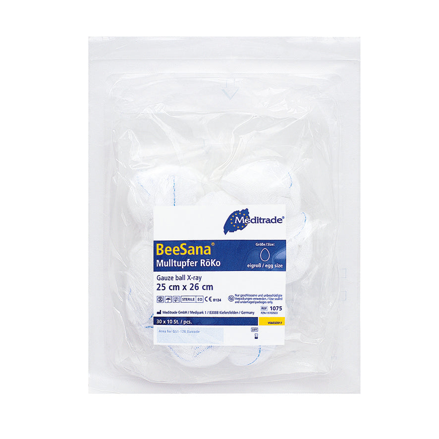 Γάζες μπατονέτες BeeSana®, RöKo, αποστειρωμένα, 25 x 26 cm, στρογγυλό σχήμα, 10 τεμάχια | Συσκευασία (300 τεμάχια)
