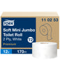 Tork Mini Jumbo Toilettenpapier Premium T2 2-lagig – Karton mit 12 Rollen à 170 m und einzelne Rolle