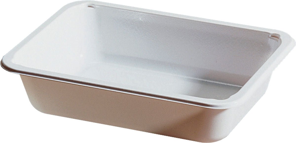 Το CPET Take-Away klein Weiß CPET της Duni GmbH είναι ένα απλό, ορθογώνιο λευκό πλαστικό δίσκος με στρογγυλεμένες άκρες και επίπεδες πλευρές, απεικονισμένο σε λευκό φόντο.