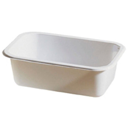 Το CPET Take-Away klein Weiß CPET της Duni GmbH είναι ένα μικρό, ορθογώνιο λευκό πλαστικό δοχείο με στρογγυλεμένες γωνίες, που απεικονίζεται άδειο σε λευκό φόντο. Έχει απλό σχεδιασμό και είναι κατάλληλο για φούρνο μικροκυμάτων.