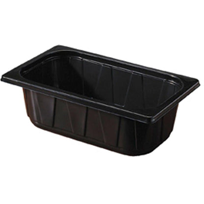 Η Duni GmbH PP Schale 1/4 GN Schwarz είναι ένας ορθογώνιος, μαύρος δίσκος με ίσιες πλευρές και φαρδύ χείλος - ιδανικός για παρουσιάσεις μπουφέ ή αποθήκευση τροφίμων στην επαγγελματική κουζίνα.