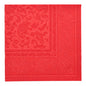 Eine rote Papierserviette der PAPSTAR GmbH, "ROYAL Collection" (40 x 40 cm, 1/4-Falz), mit geprägtem Blumenmuster und dekorativer Bordüre - eine von 50 hochwertigen Servietten für den elegant gedeckten Tisch.