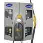 Η Quattro Select Uni AirGap Δοσομετρική Σταθμός της Diversey Deutschland GmbH & Co. OHG είναι μια γκρι συσκευή τοίχου για έως και 4 προϊόντα, με τέσσερις ορατούς θαλάμους, διαφανείς πλάκες, τοποθετημένους σωλήνες, συμπαγή σχεδιασμό, περιστροφικό κουμπί και μοχλό.