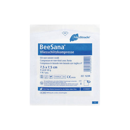 Κομπρέσα με σχισμή φλις BeeSana®, αποστειρωμένη, 4πλάσια