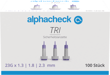 Νυστέρια ασφαλείας Alphacheck TRI 23G | Συσκευασία (100 τεμάχια)