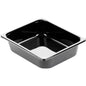 Die CPET-Schale 1/2 GN Schwarz CPET 325x265 der Duni GmbH ist eine schwarze rechteckige Backform mit silbern glänzendem Rand, ideal für die professionelle Gastronomie, abgebildet auf weißem Hintergrund.