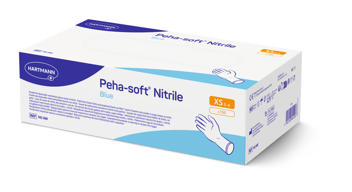 Peha-soft® μπλε νιτριλίου XS P150 | Συσκευασία (150 τεμάχια)
