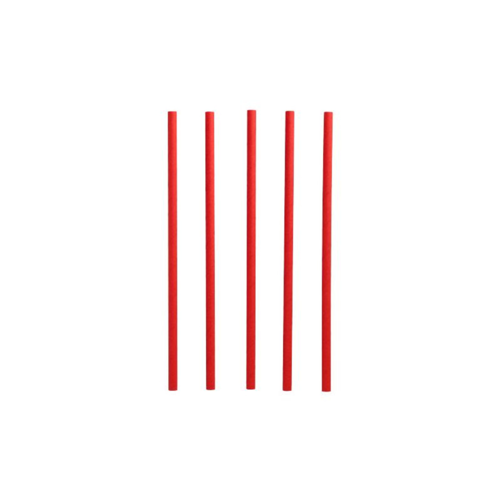 Πέντε κόκκινα PAPSTAR καλαμάκια Shake από χαρτί, γνωστά για τη φιλικότητά τους προς το περιβάλλον, είναι τοποθετημένα κάθετα μπροστά από ένα απλό λευκό φόντο.