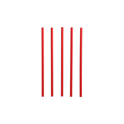 Πέντε κόκκινα PAPSTAR καλαμάκια Shake από χαρτί, γνωστά για τη φιλικότητά τους προς το περιβάλλον, είναι τοποθετημένα κάθετα μπροστά από ένα απλό λευκό φόντο.