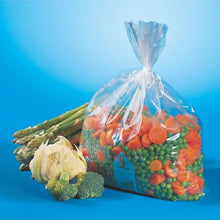 Μια διαφανής σακούλα κατάψυξης Starpak 24 (LLDPE, 10 l, 60 x 40 cm) περιέχει κατεψυγμένα ανάμεικτα λαχανικά – κυρίως καρότα και μπιζέλια – μπροστά από σπαράγγια, κουνουπίδι και μπρόκολο, σε μπλε φόντο. Ιδανική για τη συντήρηση τροφίμων.