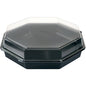 Η Duni GmbH Octaview® PS 305x305x80 είναι ένα μαύρο οκτάγωνο κουτί για φαγητό με διαφανές καπάκι, το οποίο κλείνει από πάνω. Συσκευασμένο ως σετ από 75 υψηλής ποιότητας κουτιά (Μαύρο/Διαφανές).