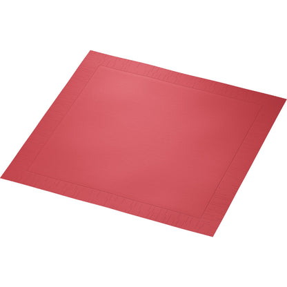 Μια απλή, τετράγωνη πετσέτα Klassikservietten 40 x 40 cm 4 στρώσεων, ανάγλυφη 1/4 Falz της Duni GmbH παρουσιάζεται σε λευκό φόντο με διακριτικό μοτίβο μπορντούρας και ελαφρώς δομημένη επιφάνεια.