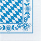 Οι χαρτοπετσέτες Duni GmbH Zelltuchservietten 33x33 cm, 3-στρώσεων, 1/4 πτυχή (50 χαρτοπετσέτες) εμφανίζουν ένα μπλε-λευκό βαυαρικό μοτίβο με μπλε άνθη και μπορντούρα με μούρα - ιδανικές για το αυθεντικά στρωμένο τραπέζι του Οκτόμπερφεστ.