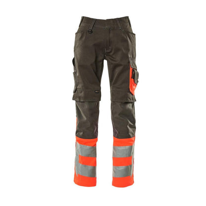Παντελόνι MASCOT® Leeds, σκούρο ανθρακί/hi-vis κόκκινο