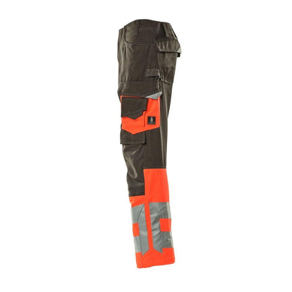 Παντελόνι MASCOT® Leeds, σκούρο ανθρακί/hi-vis κόκκινο