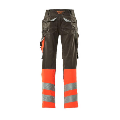 Παντελόνι MASCOT® Leeds, σκούρο ανθρακί/hi-vis κόκκινο