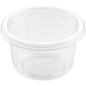 Το Duni GmbH Dressingbecher Fixpack Transparent APET 80x80x46 mm (Πακέτο 50 τεμαχίων) είναι ένα μικρό, ραβδωτό, ευρύγωνο δοχείο, ιδανικό για σάλτσες ή καρυκεύματα, που απεικονίζεται κενό σε λευκό φόντο.