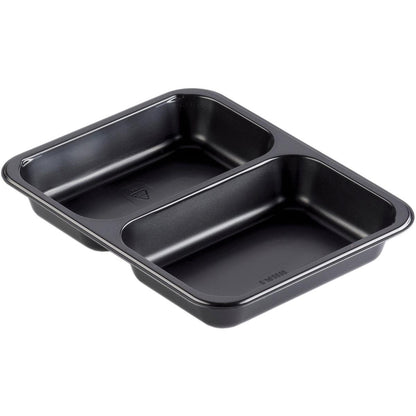 Το PP μπολ Caterline 2 Μαύρο PP 227x178 από την Duni GmbH είναι ένα ορθογώνιο μπολ με δύο στρογγυλεμένους χώρους, ιδανικό για εκδηλώσεις catering και παρουσιάζεται σε λευκό φόντο.