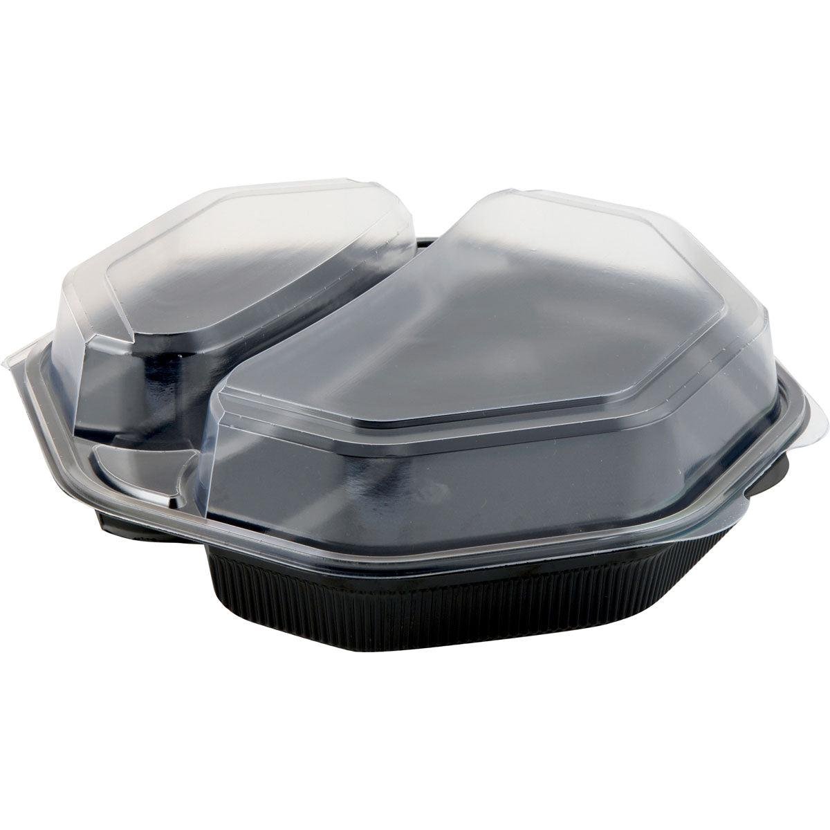 Το Octaview® 2 Μαύρο/Διαφανές PS Κουτί (230x230x50 mm, 30 τεμάχια) από την Duni GmbH είναι ένα πρακτικό κουτί για μεσημεριανό γεύμα ή αποθήκευση κοσμημάτων με δύο διαμερίσματα και διαφανές καπάκι.