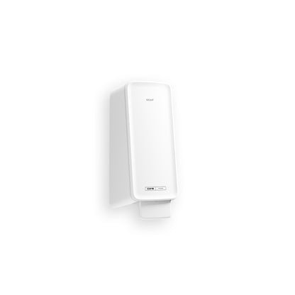 Ο διανομέας σαπουνιού CWS PureLine Foam από την CWS είναι ένας λευκός, τοίχου διανομέας με ορθογώνιο σχήμα και κάτω μοχλό πίεσης με την επιγραφή "SOAP". Είναι ιδανικός για το χώρο υγιεινής και ταιριάζει τέλεια με την καθαρή εμφάνιση κάθε εγκατάστασης CWS PureLine. Απλό λευκό φόντο.