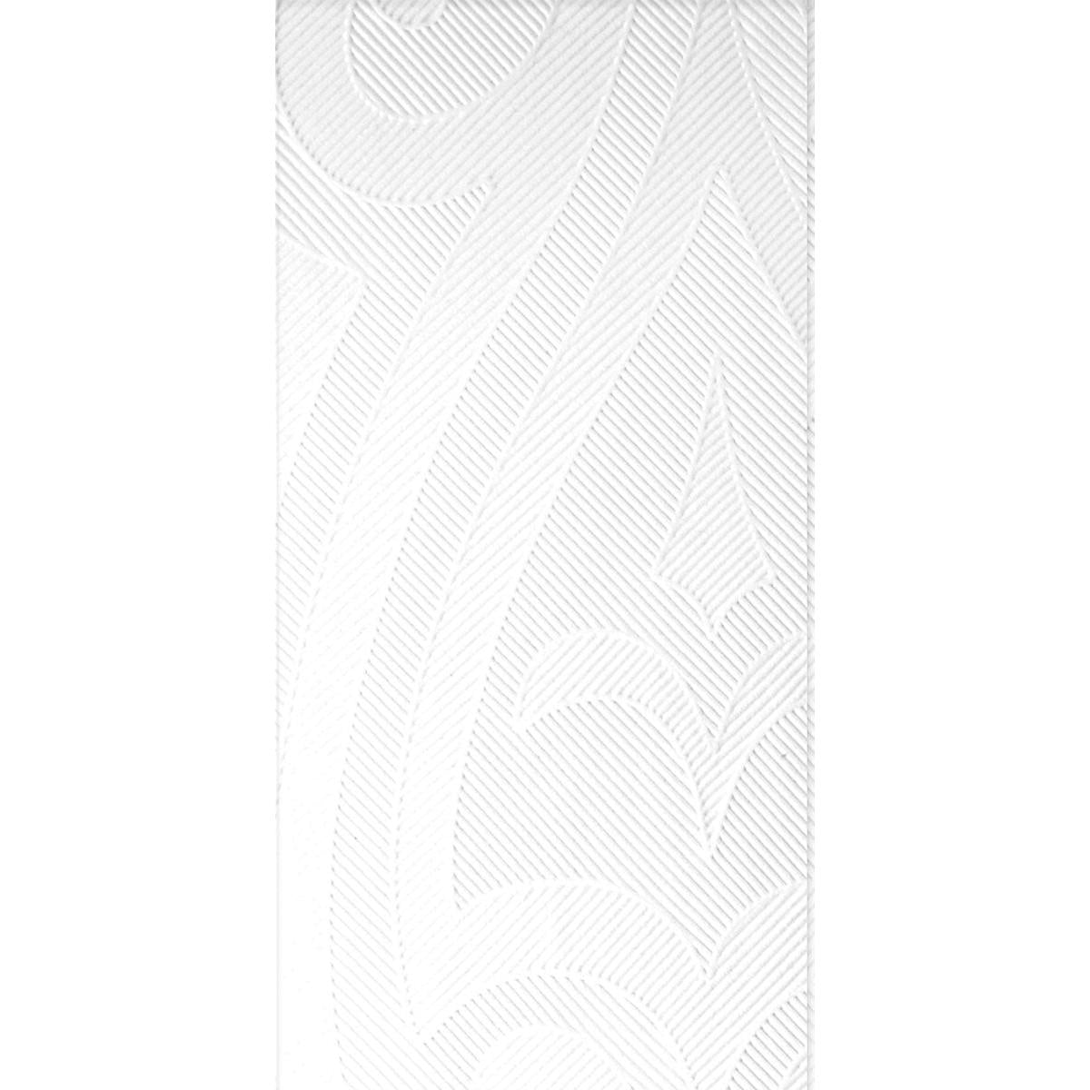 Nahaufnahme einer weißen Serviette Elegance Servietten 48x48 cm von Duni GmbH mit geprägtem geometrischem Lily-Design - ideal für die Tischdekoration. Die Packung enthält 40 Servietten.