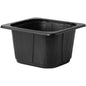 Η Duni GmbH PP Schale 1/6 GN Schwarz (176x162x100 mm) είναι ένα μαύρο, ορθογώνιο δοχείο PP με εξωτερικά κεκλιμένες πλευρές και φαρδύ χείλος - ιδανικό για την εστίαση ή το catering -, το οποίο διατίθεται σε συσκευασίες των 300 τεμαχίων. Απεικονίζεται σε λευκό φόντο.
