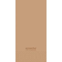 Die Auslaufartikel: Zelltuchservietten 40 x 40 cm 2-lagig 1/8 Buchfalz EcoEcho von Duni GmbH sind braune Servietten mit gepunktetem Unterrand und dem Aufdruck "ecoecho 100% kompostierbar" für einen umweltfreundlich gedeckten Tisch (300er Pack).