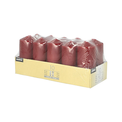 Το σετ «Starpak 10 Stumpenkerzen Ø 40 mm · 90 mm» είναι από τη Starpak, συσκευασμένο σε διαφανές φιλμ και ορθογώνιο κουτί με ετικέτες - τέλειο για γάμους ή για να δημιουργήσει μια άνετη ατμόσφαιρα.
