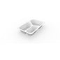 Ένα λευκό 1/4 GN δοχείο μενού 3 από την Duni GmbH (PP/MIN, 265x162x45 mm) με στρογγυλεμένες γωνίες και υπερυψωμένες άκρες απεικονίζεται σε λευκό φόντο, ιδανικό ως συσκευασία γαστρονομίας για πρακτική εξυπηρέτηση γευμάτων. Η συσκευασία περιέχει 225 κομμάτια.
